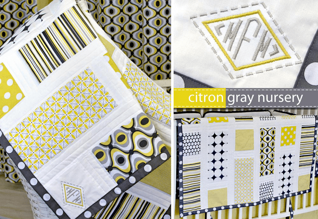 grannie geek Sew4Home citron-gray nursery patchwork baby quilt