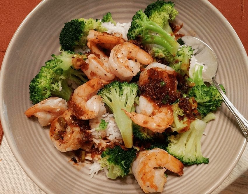 at mimi's table orange shrimp broccoli garlic asian quick dish