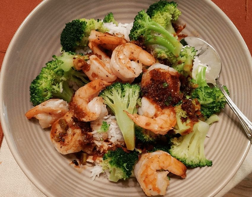 At Mimi's Table | Orange Shrimp with Broccoli and Garlic