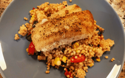 Pan-Seared Cod Filet with Tomato, Corn and Basil Couscous